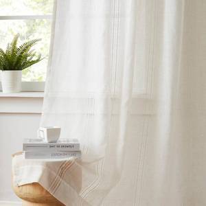 lot 20316 image: Kayne Studio Natural Boho Pinch Pleated Semi Sheer Curtains 84 Inches Long
