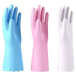 lot 20333 image: Alimat PluS Kitchen Gloves Latex Free, Cotton Flock Liner, 3 Pairs, Medium