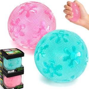 lot 20336 image: 2 Pcs Glowing Fuzz Ball Squishy Stress Ball, Squishy Fuzzball Soft Sensory Squeeze Toys, Anxiety Stress Relief Toys for Adults, Birthday Gift, Party Favors, Stocking Stuffers (Blue & Pink)