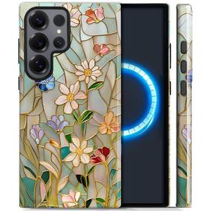 lot 20337 image: Case for Samsung Galaxy S25 Ultra Magnetic Case Compatible with MagSafe,Double-Layer Soft TPU and Hard PC Shockproof Scratch-Resistant, Suitable for Men, Women -Stained Glass Flowers