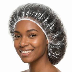 lot 20338 image: 10 Pcs Oversized Disposable Plastic Shower Caps, Up to 23.6 Inch