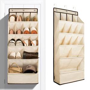 lot 20347 image: FENTEC 1 Pack Over the Door Shoe Organizers, Hanging Shoe Organizer with Large Deep Pocket Shoe Holder for Closet Shoes Rack for Wall, Over Door Shoe Storage Hold up to 18 Pairs Shoes, Beige
