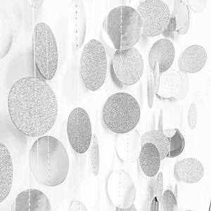 lot 20349 image: MIAHART 4 Pcs Circle Dots Garland 52 Feet Silver Decorations Party Garland Hanging Banner for Birthday Baby Shower Wedding Christmas Party Decor