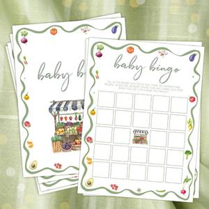lot 20362 image: HandEasy Locally Grown Baby Shower Games, Baby Bingo Games and Activities, Market Themed Party Decorations Supplies, 5x7 -25 Pcs -03