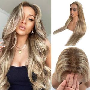 lot 20366 image: Ash Brown Balayage Ash Blonde Wig Human Hair Highlights Lace Front Wigs 24 Inch Ash Brown Balayage Ash Blonde Highlights Glueless Wigs Human Hair Pre Plucked HD Lace Frontal Human Hair Wig for Women
