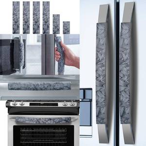 lot 20370 image: Volecy Set of 6 Refrigerator Door Handle Covers, Washable Velvet Fabric Appliance Handle for Fridge Microwave Stove Dishwasher Catch Stains Dust Fingerprint Prevent Ice hot Hand (Wind Grey)