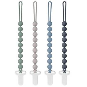 lot 20377 image: Pacifier Clips Silicone, 4-Pack Pacifier Holder Clip with Stylish Round Design, 100% Food Grade Silicone, Safe Essentials for Newborns Baby Boys and Girls