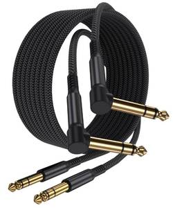 lot 20378 image: Elebase 14 Inch TRS Instrument Cable 10FT 2-Pack,Right Angled Guitar Cord