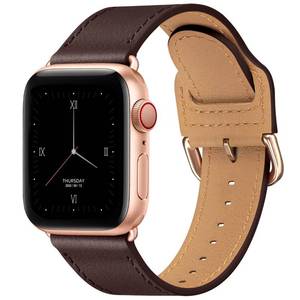 lot 20411 image: Thin Genuine Leather Bands Compatible with Apple Watch for Women Men (Brown