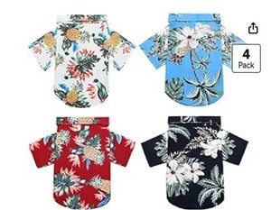 lot 2206 image: Weewooday 4 Pack Hawaiian Dog Shirts Summer Tropical,Cute Style,Small