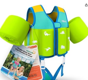 lot 14126 image: Kids Pool Floaties 1-9 Years Old, Toddler Swim Vest 20-70 Pounds, Comfortable Extended Wear Kids Float Jacket with Crotch Strap, Bright & Colorful Design and Unpadded Sides for Comfort