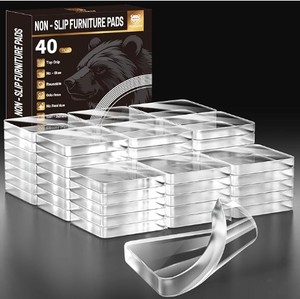 lot 14163 image: 40 PCS Non Slip Furniture Pads, Phixbear Anti Vibration Pads, Reusable Multifunctional Self-Adhesive Silicone Pad, Shockproof and Silent, for Anti-Slip on Tables, Sofas, Beds, and Floor Protection