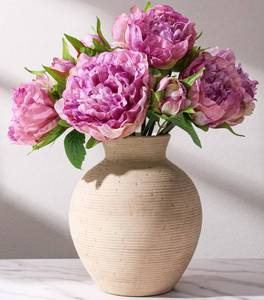 lot 1817 image: Ceramic Flower Vase Home Decor, 7.4 in Farmhouse Table Vases Retro Vintage Living Room Kitchen Bedroom Decoration Pottery Decorative Vases for Flowers House Shelf Office Desk Dining Entryway, Rustic