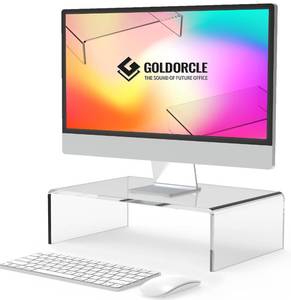 lot 1819 image: GoldOrcle Acrylic Monitor Stand Riser Clear Computer Monitor Stand (Small)