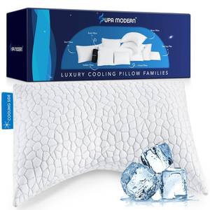 lot 1822 image: Side Sleeper Pillow for Neck and Shoulder Pain Relief, Cervical Neck Support Pillow for Side Sleepers, Cooling Shredded Memory Foam Pillows for Hot Back Sleepers, Adjustable Curved Queen Bed Pillows