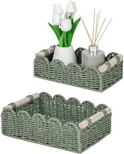 lot 1829 image: CubesLand Scalloped Toilet Paper Storage Basket for Over Toilet Shelves