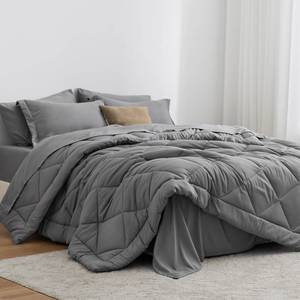 lot 1841 image: Lovefts cabin Twin Comforter Set Grey, 5 Pieces Twin Bed in a Bag, All Season Bedding Sets with 1 Comforter, 1 Flat Sheet, 1 Fitted Sheet, 1 Pillowcase and 1 Pillow Sham