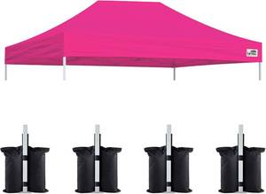 lot 1842 image: Eurmax USA 10x15 Pop Up Canopy Replacement Top,Universal Instant Canopy Cover ONLY,Heavy Duty UPF 50 UV Protection,Water and Wind Resistant Tarp,30 Colors Available,Bonus 4 Sand Bags (Pink)
