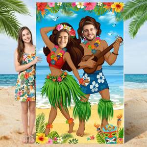 lot 1844 image: Qunclay 6 ft Hawaii Luau Cardboard Cutout Stand up Life Size Aloha Tropical Photo Prop Summer Beach Theme Backdrop Decor for Hawaiian Luau Tropical Party Decoration Supplies