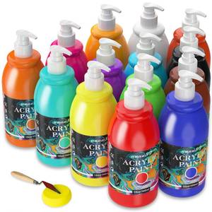 lot 1851 image: unuaST Acrylic Paint Sets for Adults, 14 Colors Large Bulk Acrylic Paints kits Rich Pigment Art Painting Supplies for ArtistsBeginners, Paint Sets for Canvas with Pump, Color Wheel (10oz300ml)