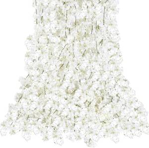 lot 1861 image: Sggvecsy Cherry Blossom Garland Artificial Cherry Flower Vines 10 Pack Hanging Silk Flowers Garland for Home Wedding Garden Party Arch Office Decor (White)