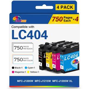 lot 2001 image: Clorisun Compatible Ink Cartridges Replaced for LC404 LC404XL Ink 4 Pack