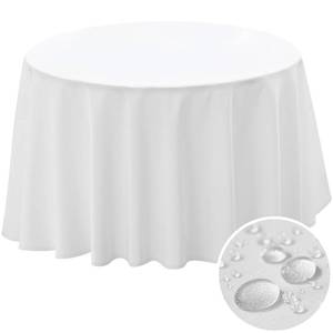 lot 2008 image: BYDOLL Table Cloth 70 Inch Round Tablecloth Fits Max60 Inch Diameter Table Top,White Polyester Washable Wrinkle-Free Spillproof Tablecloth for Party Patio Cover