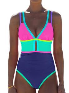 lot 2009 image: popvil Women One Piece Swimsuit 2026 Neon Tummy Control Bathing Suit L