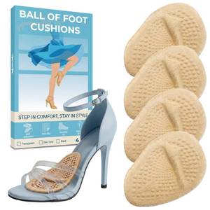 lot 2018 image: Metatarsal Pads for Women and Men, Ball of Foot Cushions High Heel Inserts, Anti Slip Reusable Gel Foot Pads for Pain Relief, All Day Comfort One Size Fits All for Heels Boots Shoes Sneakers (4, Nude)