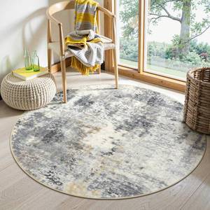 lot 2029 image: Lahome Modern Abstract Round Rug - 4Ft Grey Small Bathroom Rug Indoor 4x4 Circle Rugs Washable Kitchen Mat, Non Slip Contemporary Bedroom Carpet for Living Dining Room Office Nursery