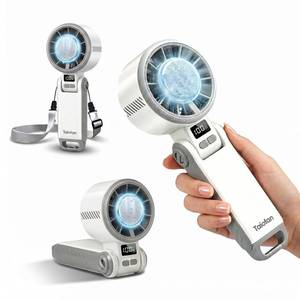 lot 2370 image: Taiofan Portable Handheld Fan with Semiconductor Ice Cooling, Instant Ice Relief, 4000mAh Rechargeable Mini Personal Fan, 5 Speeds, Quiet USB Travel Fan for Outdoor, Commuting, Summer Heat