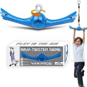 lot 2376 image: YAMIPROBI Ninja-Twister Swing Spins Set Slackline Attachments - 360° Handle Twist-Spin Flips Toy Activate Ninja Powers Warrior Accessories Kids Hang Toys for Playground Backyard Blue