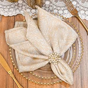 lot 2385 image: ZIWUROAD Cloth Napkins Set of 12, Dinner Napkins Washable Soft Durable, Cotton Polyester Blend Yarn-Dyed Jacquard Napkin for Dining, Parties, Weddings, Holiday, 18x18 Inch - Beige