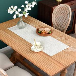 lot 2390 image: Farmhouse Rustic Faux Linen Table Runner Neutral Beige Table Runners Double Layer Reversible Rectangle Runners for Daily Use Kitchen Dining Banquet Holiday 13x36 Inch