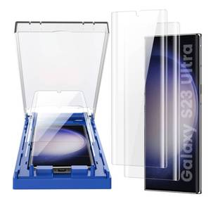 lot 2393 image: MOHAVE 2 Pack Auto AlignmentDust Removal Screen Protector for SAMSUNG Galaxy S23 Ultra 5G 6.8, 3D Curved HD Clear Film, 7H Hybrid Material, 100percent Ultrasonic Fingerprint ID Compatible, Case Friendly