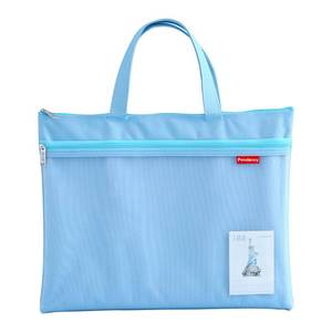 lot 2398 image: Pendancy Mesh Zipper Pouch 11x13.7 in, Large Double Pocket Waterproof File Bag with Handle, A4 Size Foldable Document Storage for Puzzle ProjectCross StitchTravelOfficeBlue