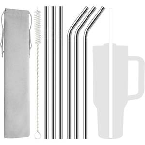 lot 2410 image: 6 Pack Stainless Steel Straw Replacement 40 oz for Stanley Adventure Travel Tumbler, Reusable Straws with Cleaning Brush Compatible with Stanley 40oz Cup Tumbler