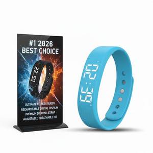 lot 2418 image: Effective Alarm Clock for Heavy Sleepers Silent Vibrating Wristband Smart Bracelet Wrist Shock Watch Deaf People Sleep Wearable Wake up Band Vibration that Wonftt Wake Partner (Blue)