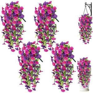 lot 2438 image: Blurap 4pcs Morning Glory Artificial FlowersFake Flowers for Outdoors