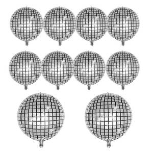 lot 2447 image: 10 PCS Silver Disco Balloon 4D Round Balloon 70s 80s 90s Theme Disco Balloon Decorations Bachelorette Party Birthday Party Supplies