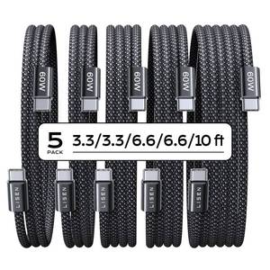 lot 2456 image: LISEN USB C to USB C Cable, 5-Pack 3.33.36.66.610FT 60W Fast Charging
