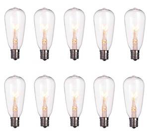 lot 2464 image: Romasaty 10-Pack Edison Light Bulbs ST40 Clear Replacement Bulbs-7 watts 120 Volts E17 Screw Base for Outdoor Indoor Patio Edison String Lights-Clear