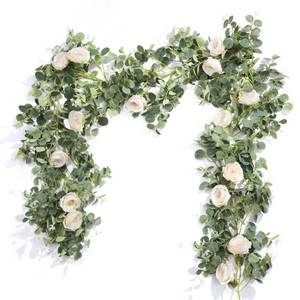 lot 2475 image: Der Rose 2Pcs 6.5FT Wedding Decor Artificial Flower Eucalyptus Garland