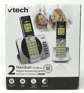 lot 2480 image: VTech CS6929-2 Cordless Phone with Answering System and Caller ID, SilverBlack with 2 Handsets DECT 6.0 Expandable