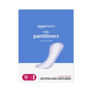 lot 2482 image: Amazon Basics Daily Pantiliner, Extra Long Length, Thin Feminine Pads for Women, Unscented, Leak Protection, Daily Use, 68 Count (Previously Solimo)