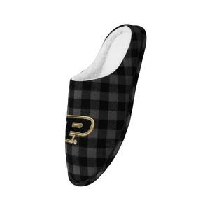 lot 2488 image: FOCO Purdue Sherpa Lined Buffalo Check Memory Foam Slipper - Mens Small