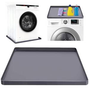 lot 2498 image: Washing Machine Drain Pan Silicone mat 27inx27in with 0.79in Raised Edges, Leak-Proof Silicone Mat, Non-Slip Waterproof Floor Protector for Washer Dryer (Grey)