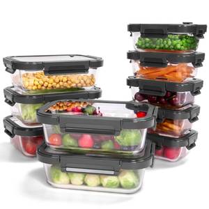 lot 7556 image: BOROHOUSE 10-Pack Glass Food Storage Containers with Tempered Glass Lids � Borosilicate, Airtight, Oven-Safe (-4°F950°F), BPA-Free, 4.4 and 1.6 Cup, Leak-Proof, Dishwasher Safe (Gray)