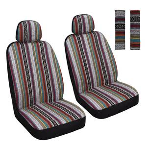lot 7560 image: HAIYAOTIMES Baja Saddle Blanket Car Seat Covers Full Set with Seat Belt Pads, Washable Breathable Seat Covers for Cars, Universal Fit Interior Covers for Most Sedan Truck SUV, Airbag Compatible, Red
