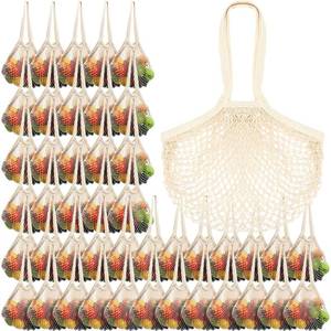 lot 7562 image: Paterr 50 Pack Cotton Mesh Produce Bags Bulk,Long Handle,Beige
